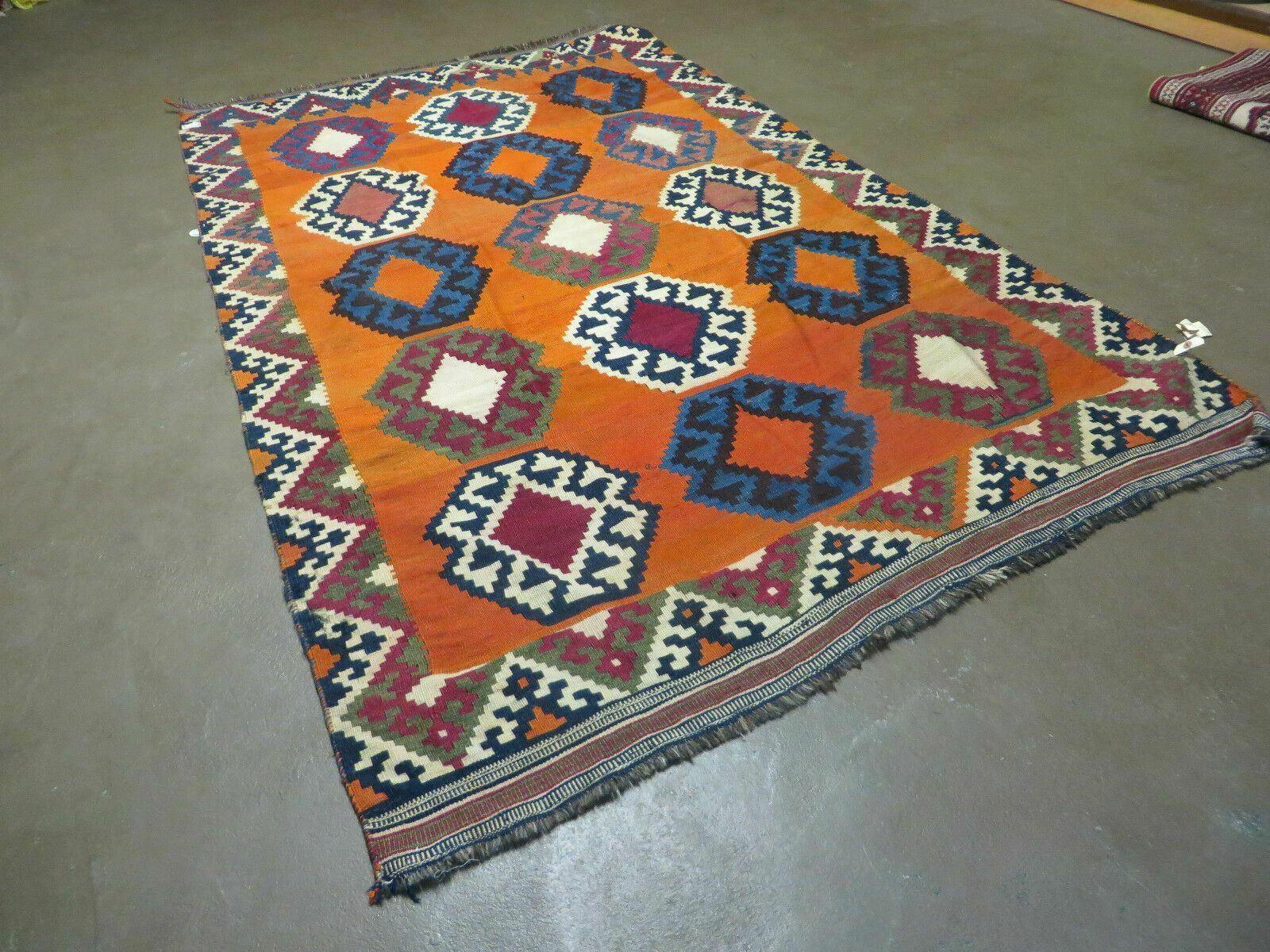 4' X 6' Vintage Turkish Kilim Handmade Flat Weave Wool Rug Veg Dye Nice - Jewel Rugs