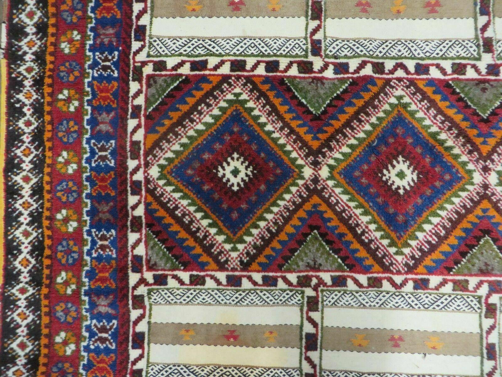 6' 6" X 10' 6" Vintage Handmade Moroccan Tribal Wool Rug Flat Weave Sections - Jewel Rugs