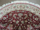 6' Handmade Fine Chinese Floral Oriental Wool & Silk Rug Carpet Round Wine Red - Jewel Rugs