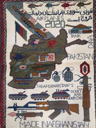 Afghan War Rug 2 x 2.7, Afghanistan Collectible War Carpet, Tanks Guns Airplanes Army 2020, Handmade Wool Pictorial Rug, Tribal Rug, 2x3 - Jewel Rugs