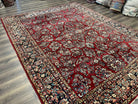 Wonderful Red Persian Sarouk Rug 9x12, 1920s Antique Persian Carpet, Floral Allover Hand Knotted Wool Oriental Rug, Room Sized Rug, Living Room Rug - Jewel Rugs