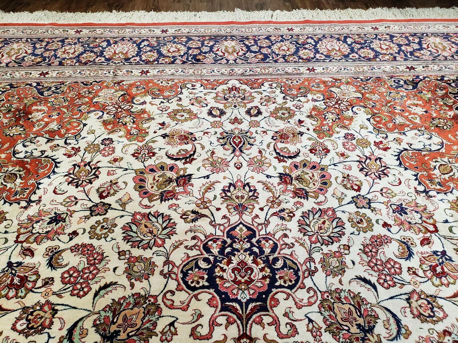 Stunning Persian Qum Silk Rug 10x13, Silk on Silk Foundation, Room Sized Hand Knotted Authentic Persian Ghom Carpet Signed Ahmadi, One of a Kind, Wow - Jewel Rugs