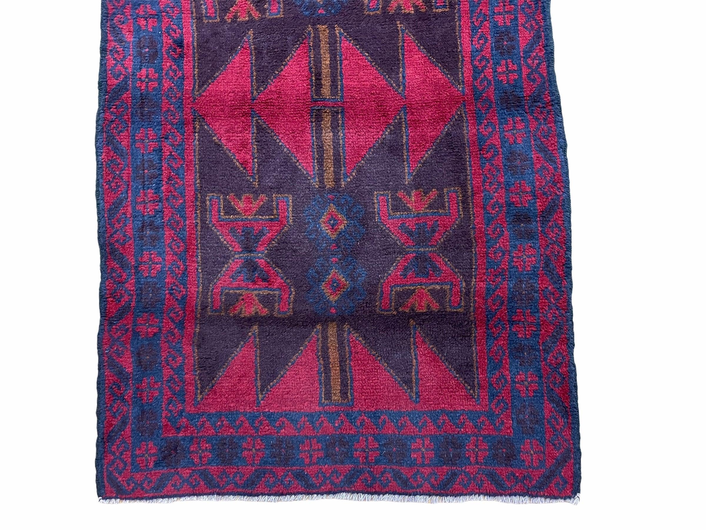 3 X 5 Vintage Handmade Tribal Wool Rug Balouchi Rug Afghan Rug Red Beige Nice - Jewel Rugs