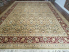 10' X 14' Magnificent Handmade Wool Rug Allover Transitional Goldish Green Wow - Jewel Rugs