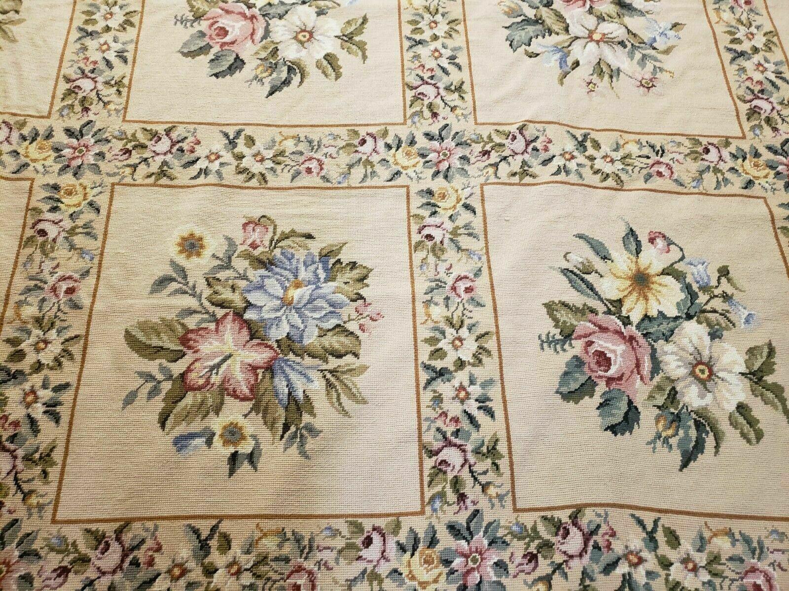 9' X 12' Handmade French Aubusson Savonnerie Garden Design Needlepoint Rug Nice - Jewel Rugs