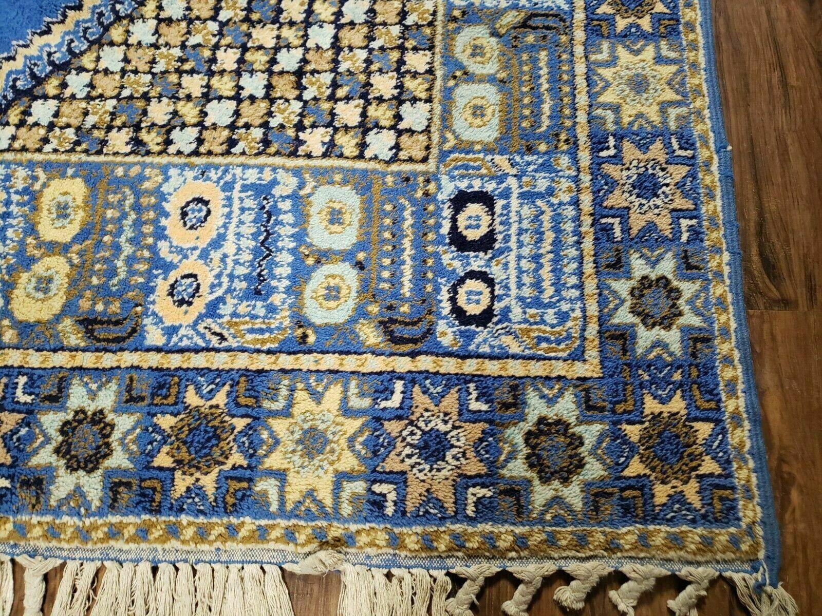 7' X 10' 5" Handmade Moroccan Urban Rabat Wool Carpet Blue Area Rug - Jewel Rugs