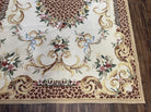 Needlepoint Rug 4x6 European Carpet, Leopard Print Rug, French Aubusson Savonnerie Design, Elegant Rug, Flatweave Rug, Wool Hand-Woven Ivory - Jewel Rugs