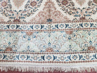 Fine Antique Persian Light Colored Kashan Carpet, 7x12, Top Quality, Rare, Ivory & Blues, Hand-Knotted, Wool - Jewel Rugs