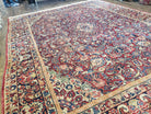 9' X 11' 5" Antique Authentic Handmade Wool Rug Floral Red Organic Nice - Jewel Rugs