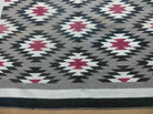 57" X 79" Incredible Queen Size Vintage Blanket American Indian Navajo Navaho Wool Rug Armed Cross Nice - Jewel Rugs