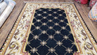 Nepal Rug 6x9, New Aubusson Nepalese Tibetan Carpet 6'1" x 8' 8", Hand-Knotted Wool, Unused, Black & Cream, Savonnerie Pattern, Soft Pile - Jewel Rugs