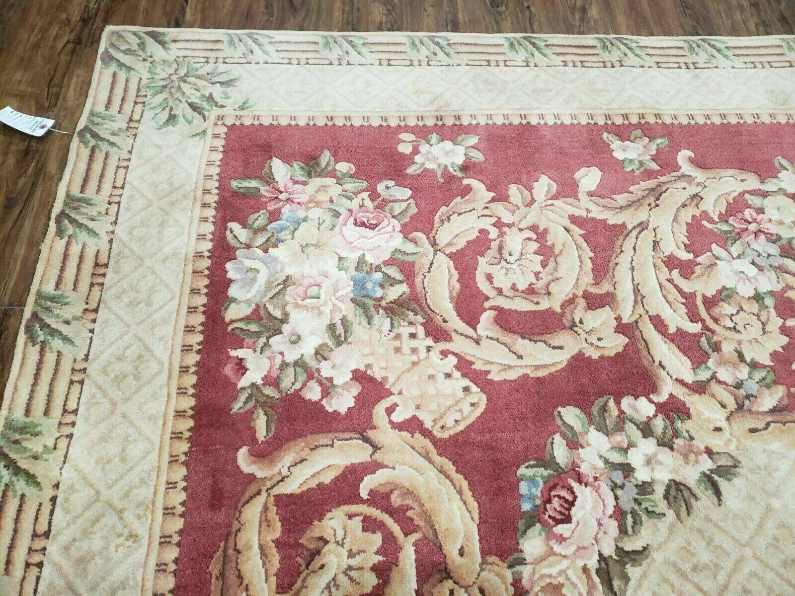 10' X 14' Vintage Chinese Handmade Wool Piled Rug French Aubusson Savonnerie - Jewel Rugs