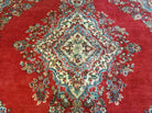 8' X 10' Vintage Handmade India Kirman Wool Rug Hand Knotted Organic Dyes Red - Jewel Rugs