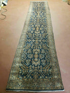 2' 6" X 12' Vintage Handmade India Floral Oriental Wool Rug Runner Carpet Blue - Jewel Rugs