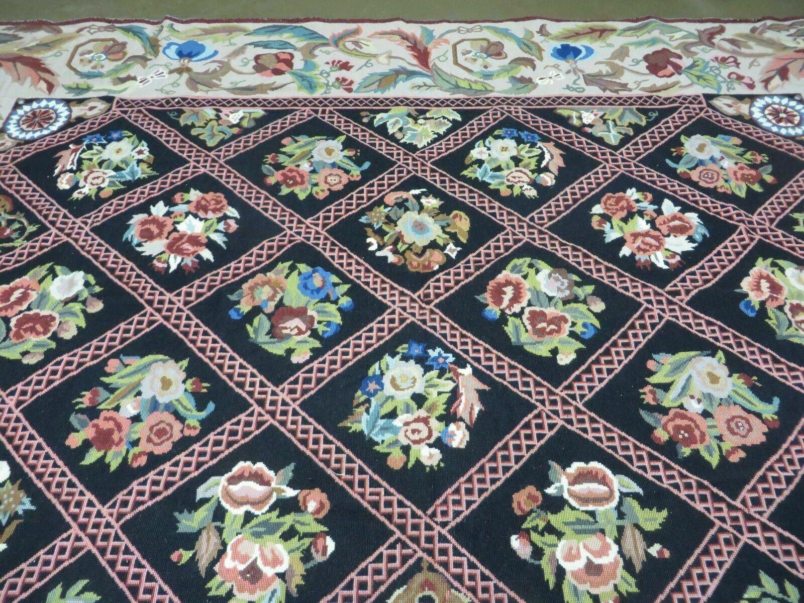 8' X 11' Handmade English Aubusson Needlepoint Wool Rug Shandong Carpet Nice - Jewel Rugs