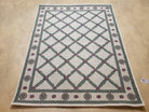 4x5 Panel Design Rug, 4' x 5' Power-Loomed Vintage Rug, Beige & Pine Green Carpet - Jewel Rugs