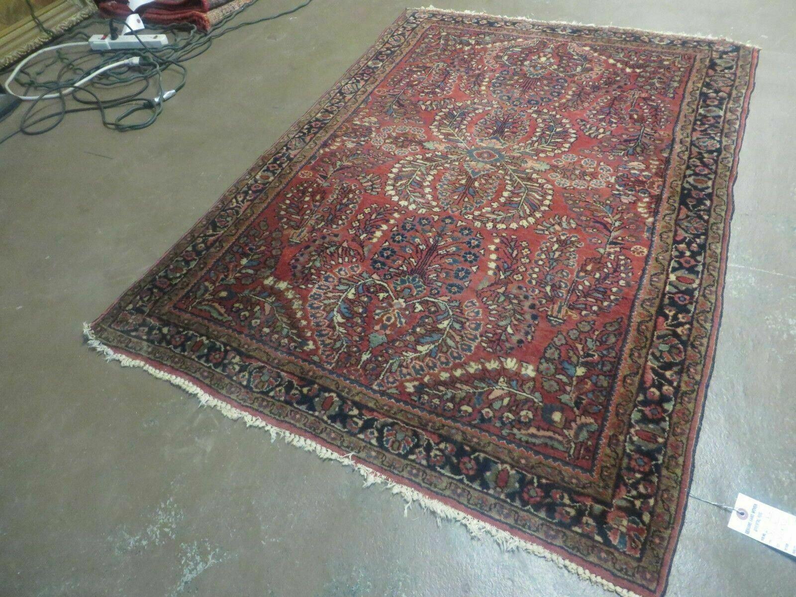 3' X 5' Antique 1920s Handmade India Floral Oriental Wool Rug Carpet Beauty Red - Jewel Rugs