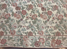 Indian Hand Stitched Rug 9x12, Floral Allover, Vintage Chain Stitched Wool Carpet, Cream Rose Pink Green, Large Flatweave Area Rug 9 x 12 ft - Jewel Rugs