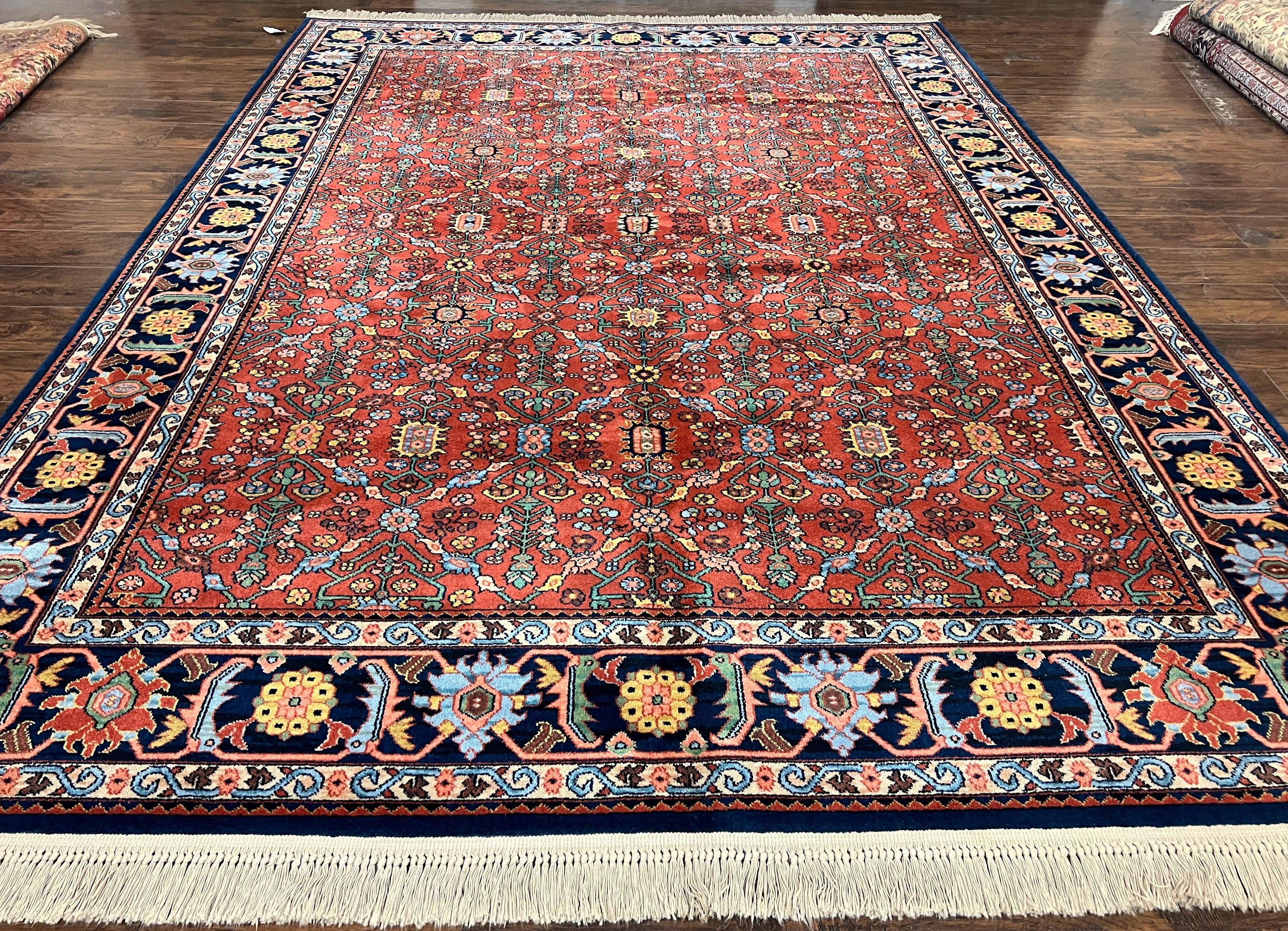 Karastan Serapi Rug 729 Wool Karastan Carpet 8.8 x 12, Vintage Area Rug, Original Karastan Collection, 700 Series, Red Blue Allover Design - Jewel Rugs