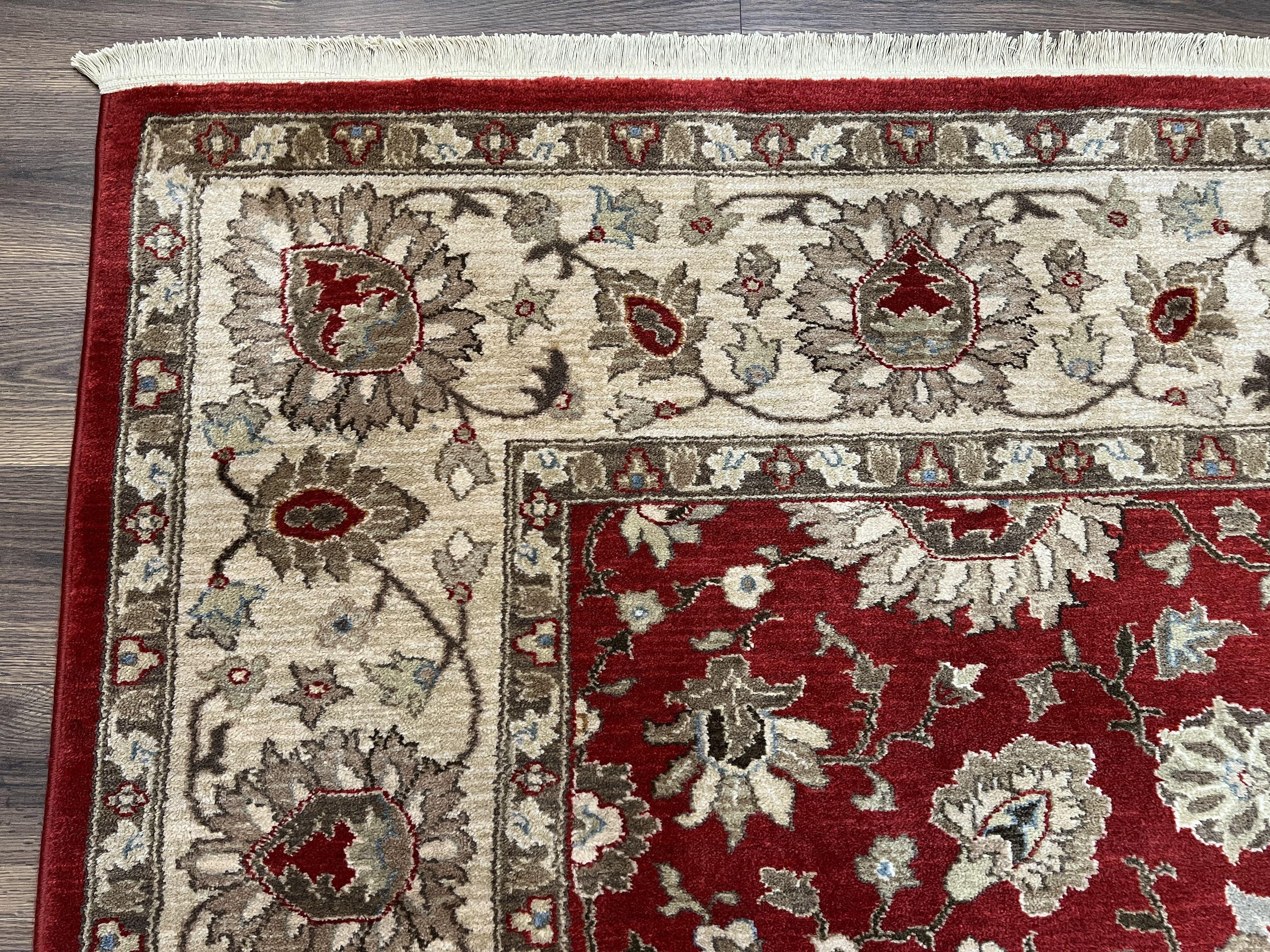 Karastan Rug 8.8 x 10.6, Karastan Bella Rosa Rug #700-730, Wool Karastan Carpet, Discontinued Original 700 Series Area Rug Red Beige Floral - Jewel Rugs