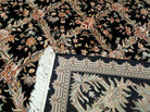 10' X 14' Handmade Fine Chinese Allover Floral Wool Rug Hand Knotted Black Nice - Jewel Rugs