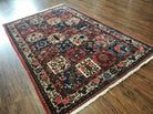 4' 4" X 6' 8" Vintage Handmade India Floral Panel Wool Rug Hand Knotted Nice - Jewel Rugs