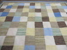 5' X 8' Hand-knotted Kilim Dhurrie Wool Cotton Rug Flat Weave Carpet Checkered Pattern Colorful Multicolor - Jewel Rugs