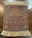 Antique Persian Sarouk Rug 2x3, Small Wool Persian Carpet 2 x 3 ft, Floral, Red Navy Blue Cream, Hand Knotted Small Traditional Oriental Accent Rug - Jewel Rugs