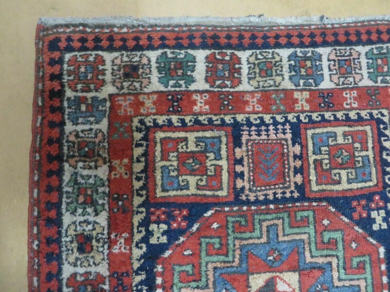 3 '4" X 10' Vintage Handmade Turkish Kazak Caucasian Wool Runner Rug Red Nice - Jewel Rugs