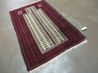 3' X 5' Antique Handmade Turkoman Balouchi Prayer Wool Rug Khamesh - Jewel Rugs