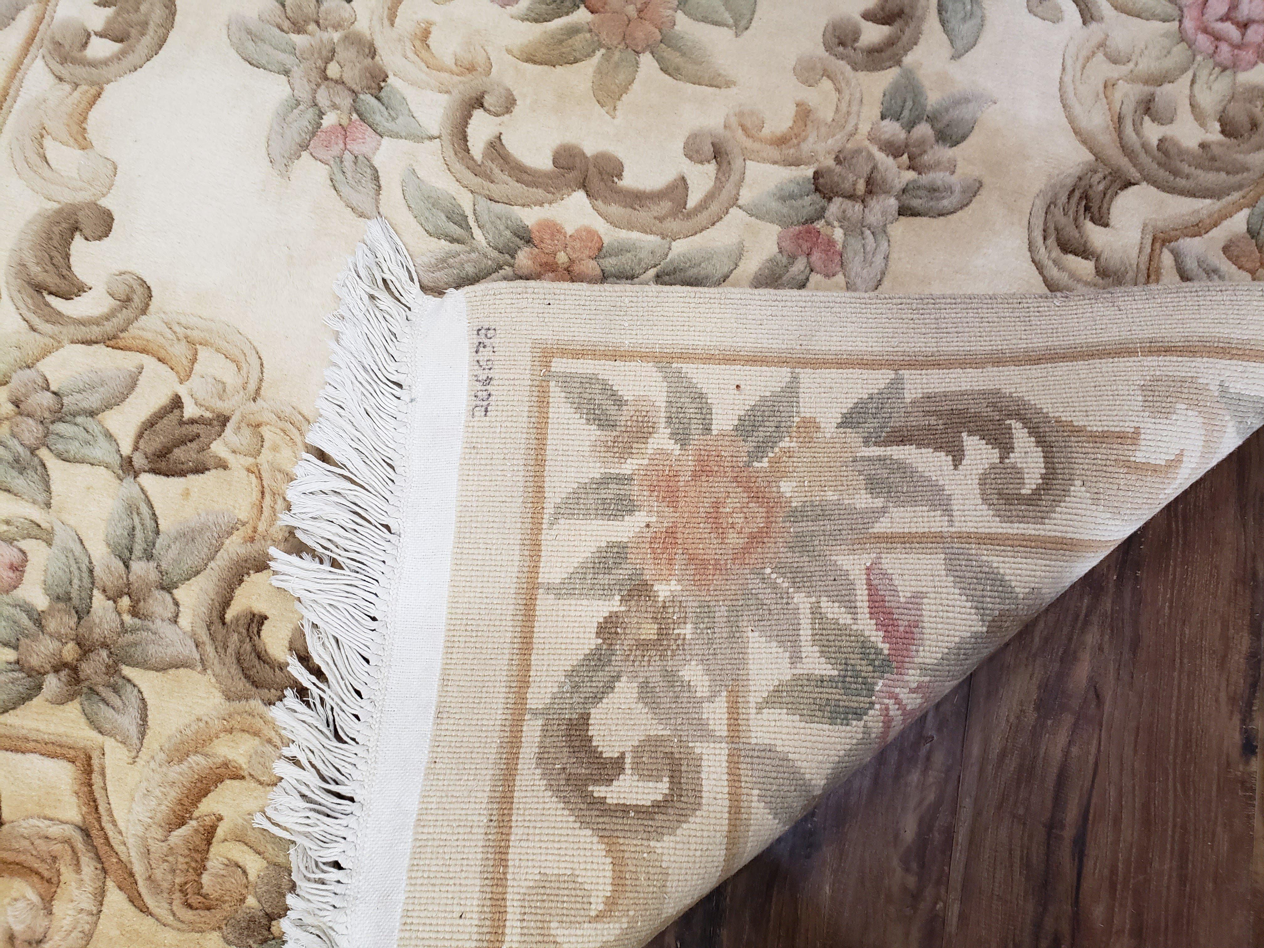 Chinese 90 Line Carpet 4x6, Chinese Aubusson Wool Rug, Plush Chinese Rug, Soft Pile Chinese Carpet, Cream Area Rug, Hand Knotted Floral - Jewel Rugs