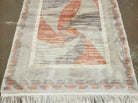 3' X 5' Handmade Modern Chinese Accent Rug - Silk on Cotton Carpet - Abstract Contemporary Design - Beige and Orange - Jewel Rugs