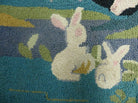 2' X 3' 7" Vintage American Handmade Hooked Rug COW RABBIT Farm Nice - Jewel Rugs