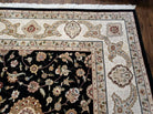 8' 5" X 11' 6" Vintage Handmade Oriental Floral Wool Rug Silk Accent Black Nice - Jewel Rugs