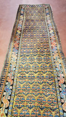 2' 9" x 12' Antique Runner Rug Mustard Yellow Gold Colorful Caucasian Karabagh Kazak Tribal 12ft Runner Nomadic Rug Collectible Carpet Rare - Jewel Rugs