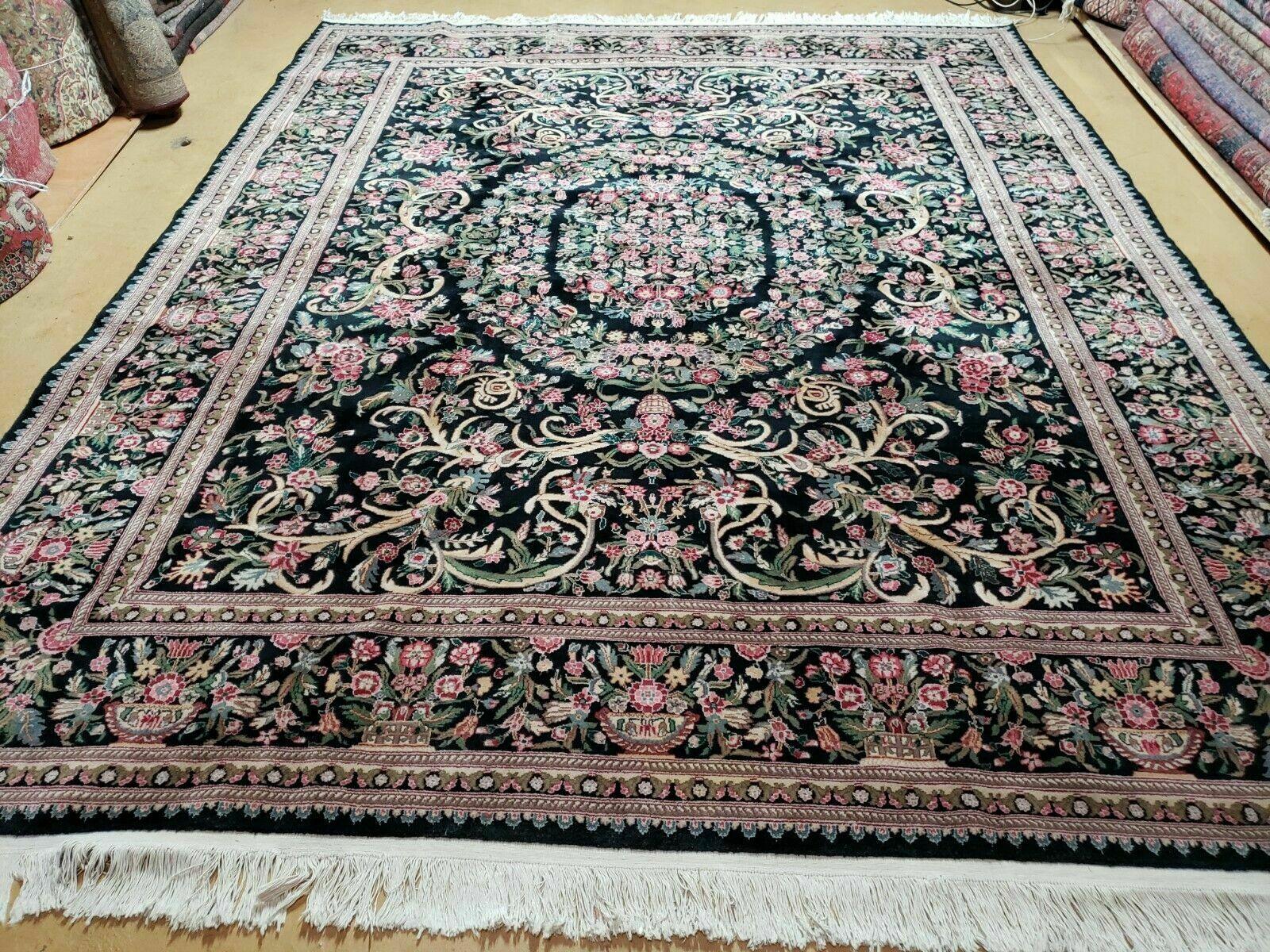 8' X 10' Vintage Handmade Chinese Floral Oriental Wool Rug Carpet Flowers Green - Jewel Rugs