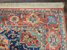 Karastan Medallion Serapi Rug #736, Vintage Wool Karastan Carpet 8.8 x 12, Discontinued Original 700 Series Karastan Area Rug, Red Blue - Jewel Rugs