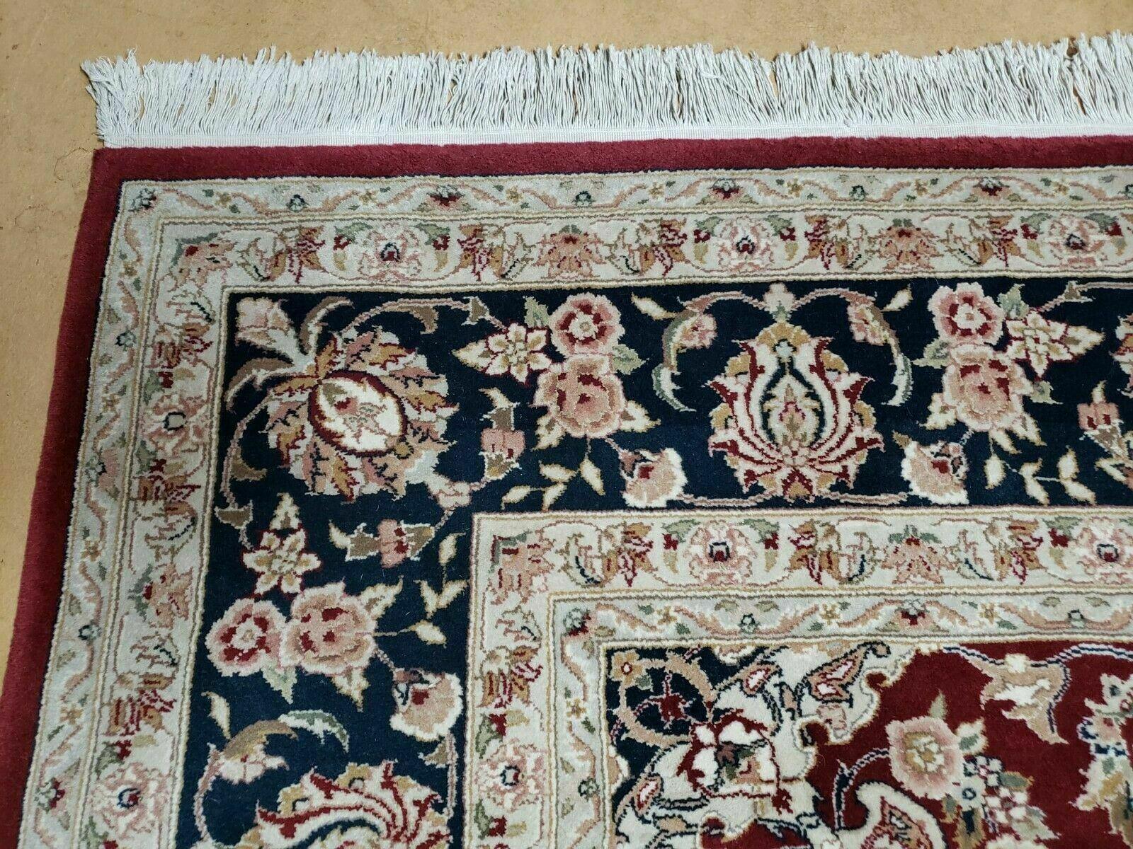 8' X 10' Vintage Handmade India Floral Wool Silk Accents Rug Organic Veg Dyes - Jewel Rugs