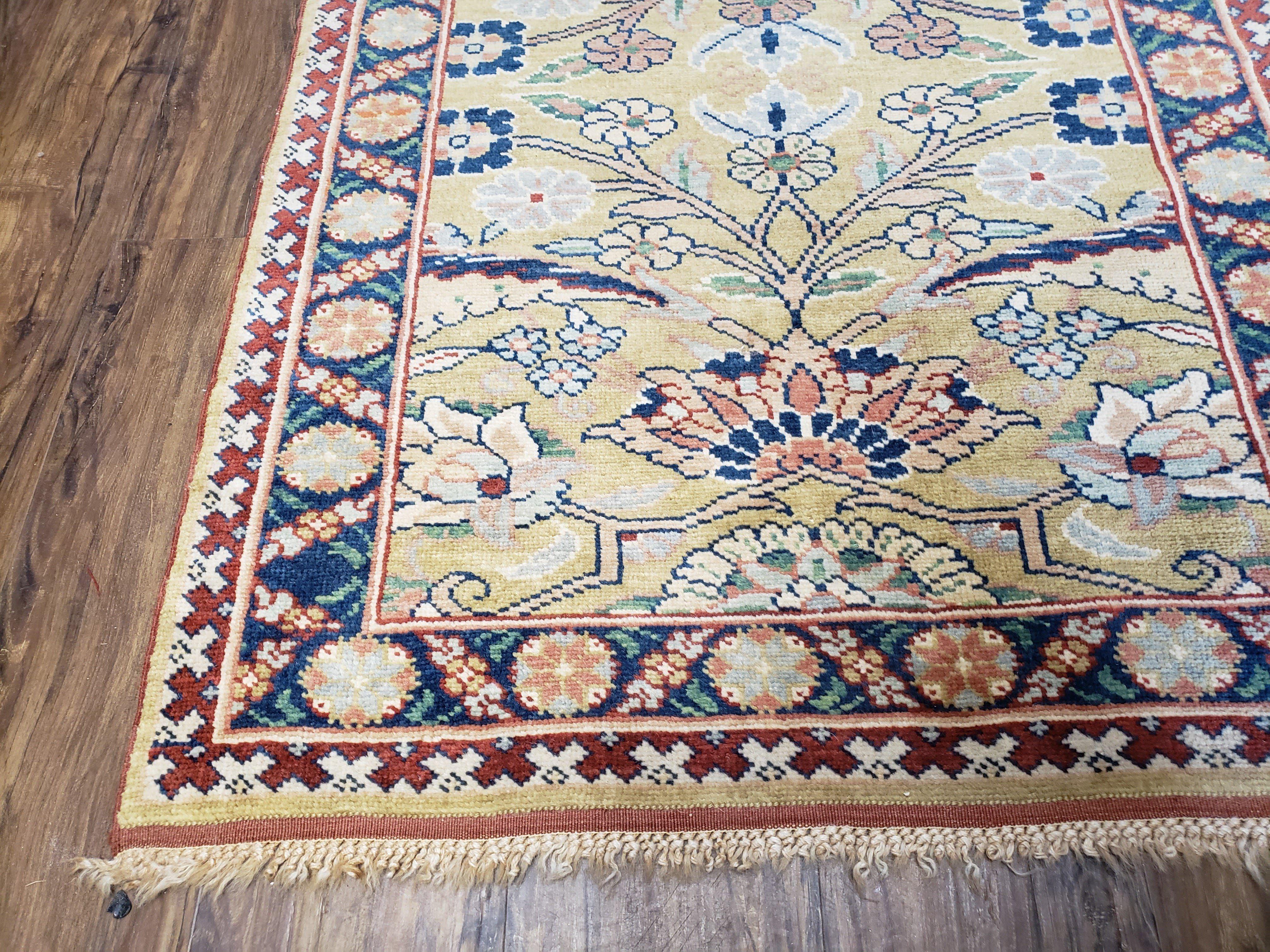 Hallway Runner Rug, Kitchen Runner, Sultanabad Hand Knotted Rug, Farmhouse Rug, 1950s Rug, Mahal Rug, Turkish Rug, Long Runner, Yellow - Jewel Rugs