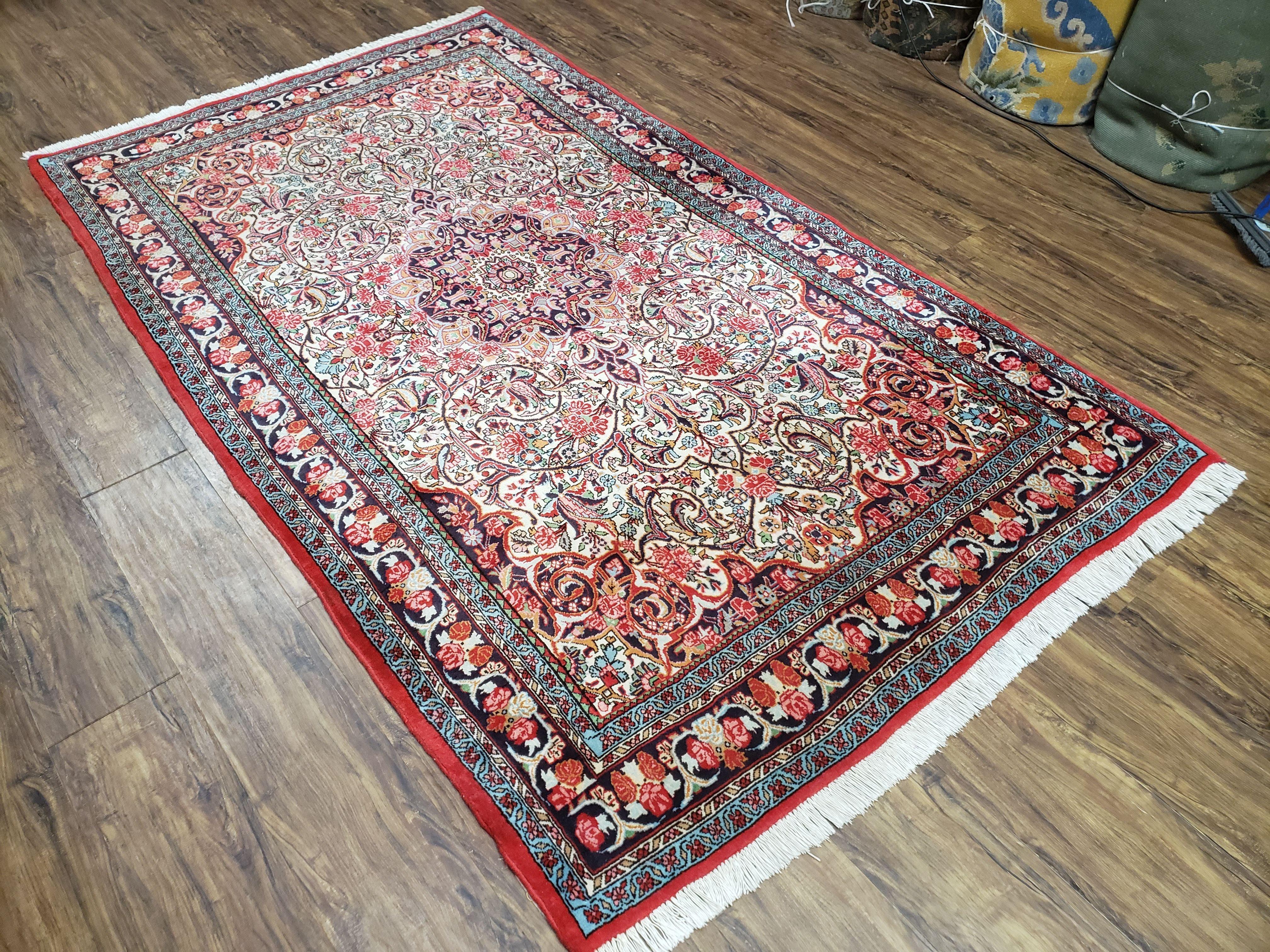 Semi Antique Persian Bidjar Rug, Red & Beige, Hand-Knotted, Wool, 4'7" x 7'10" - Jewel Rugs