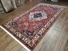 Semi Antique Persian Bakhtiari Rug, Hand-Knotted, Wool, Red, Midnight Blue, Ivory, Floral Medallion, 5'1" x 8' 6" - Jewel Rugs