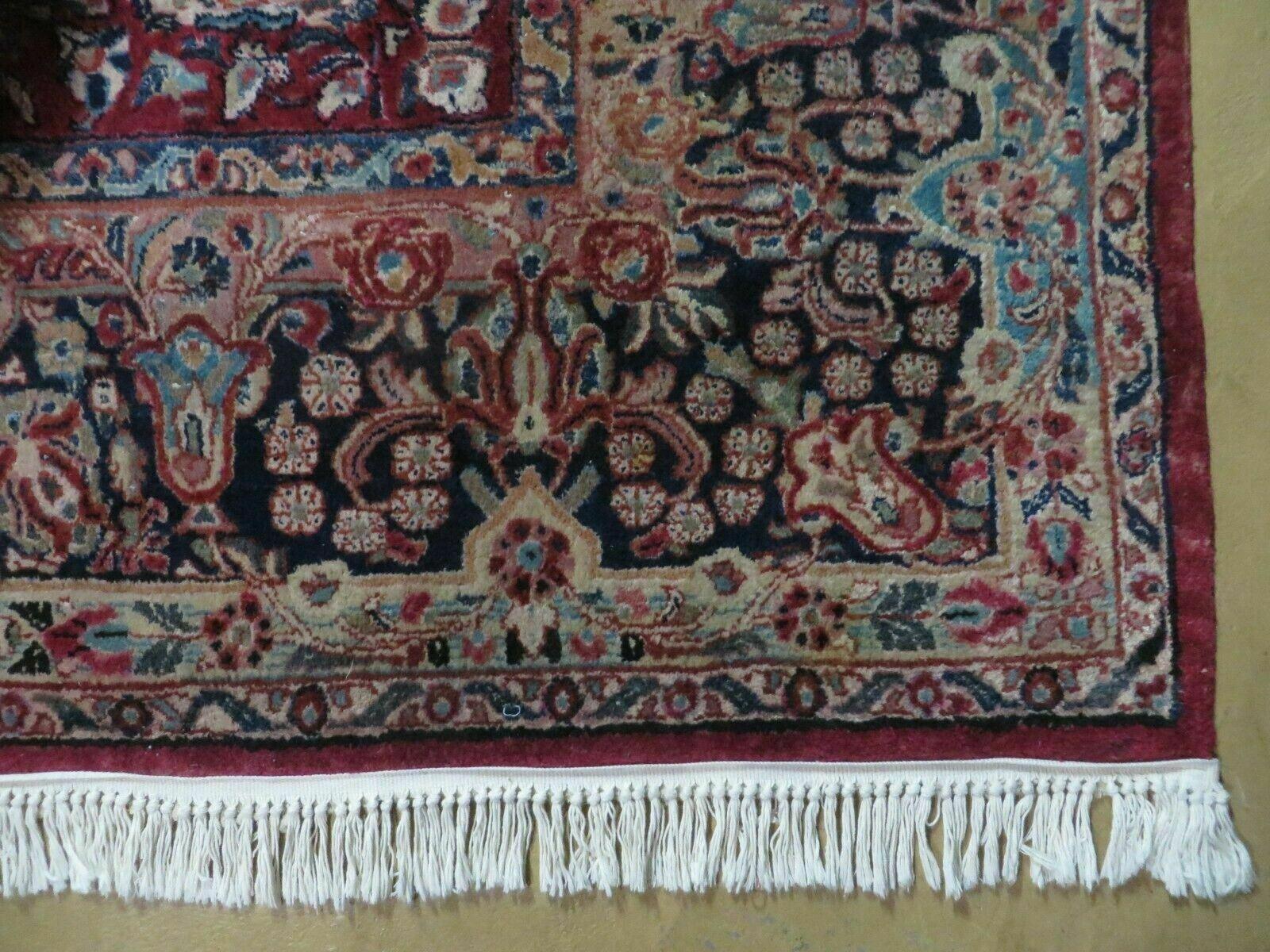 9' X 11' Antique Handmade India Agra Wool Rug Hand Knotted Red Organic Dye Wow - Jewel Rugs