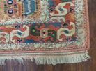 4.5' X 7.5' Vintage Handmade Turkish Wool Rug Heriz Carpet Pink Peach Red Ivory Bohemian Boho Chic Interior Design - Jewel Rugs