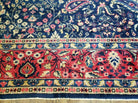 10' X 15.5' Antique Handmade Turkish Sparta Wool Area Rug Nice Navy Blue Red Organic - Jewel Rugs