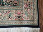 9'X 12' Hand Made William Morris Arts & Crafts Wool Rug Carpet Black Green Worn - Jewel Rugs