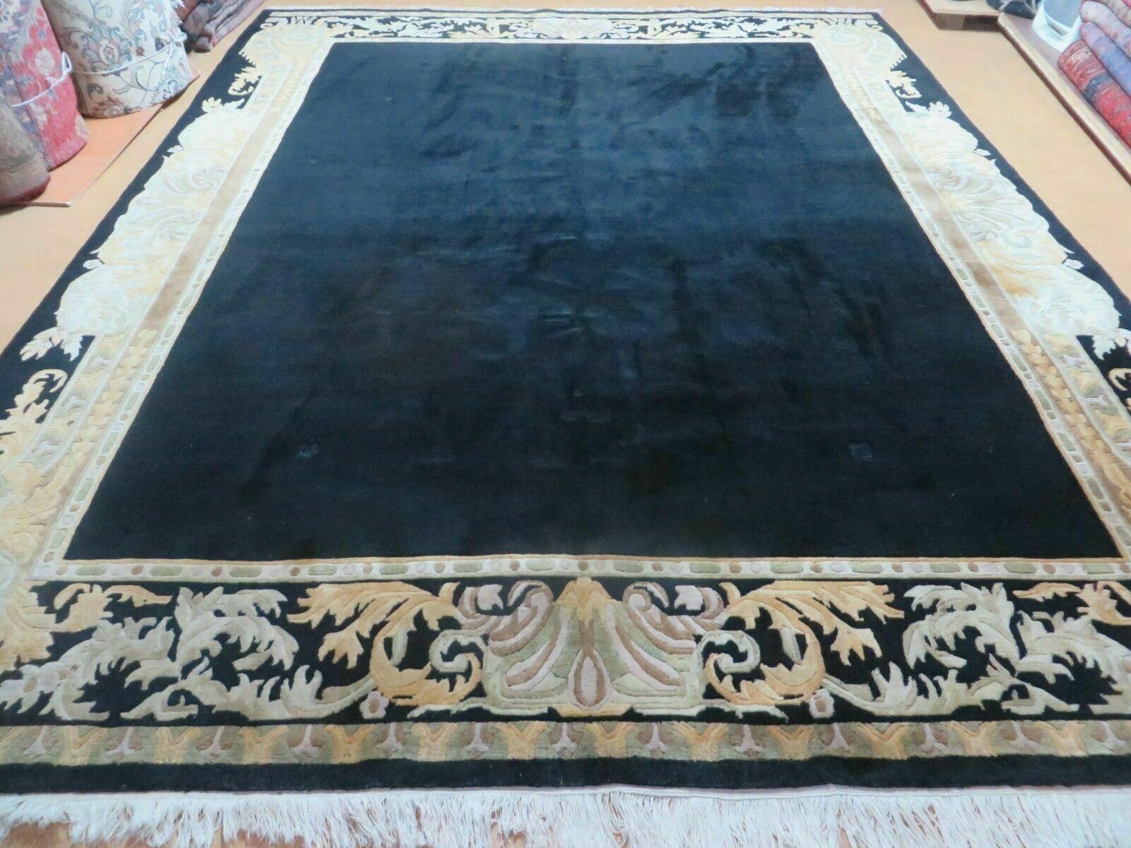 8' X 10' 6" Modern Handmade Tibetan Nepal Wool Rug Carpet Decorative Black - Jewel Rugs