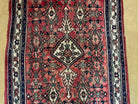 Persian Tribal Runner Rug 3.9 x 9.7, Persian Hamadan Dargazin Runner, Hand Knotted Antique Wool Vegetable Dyed Hallway Runner, Red Off White Teal, Herati Pattern - Jewel Rugs