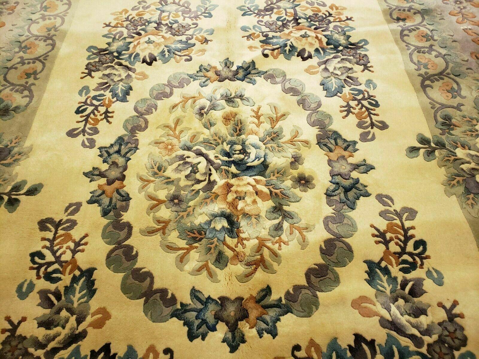 8'6" X 11' Handmade Chinese Aubusson Rug Plush Carving Carpet 90 Line Sculpture - Jewel Rugs