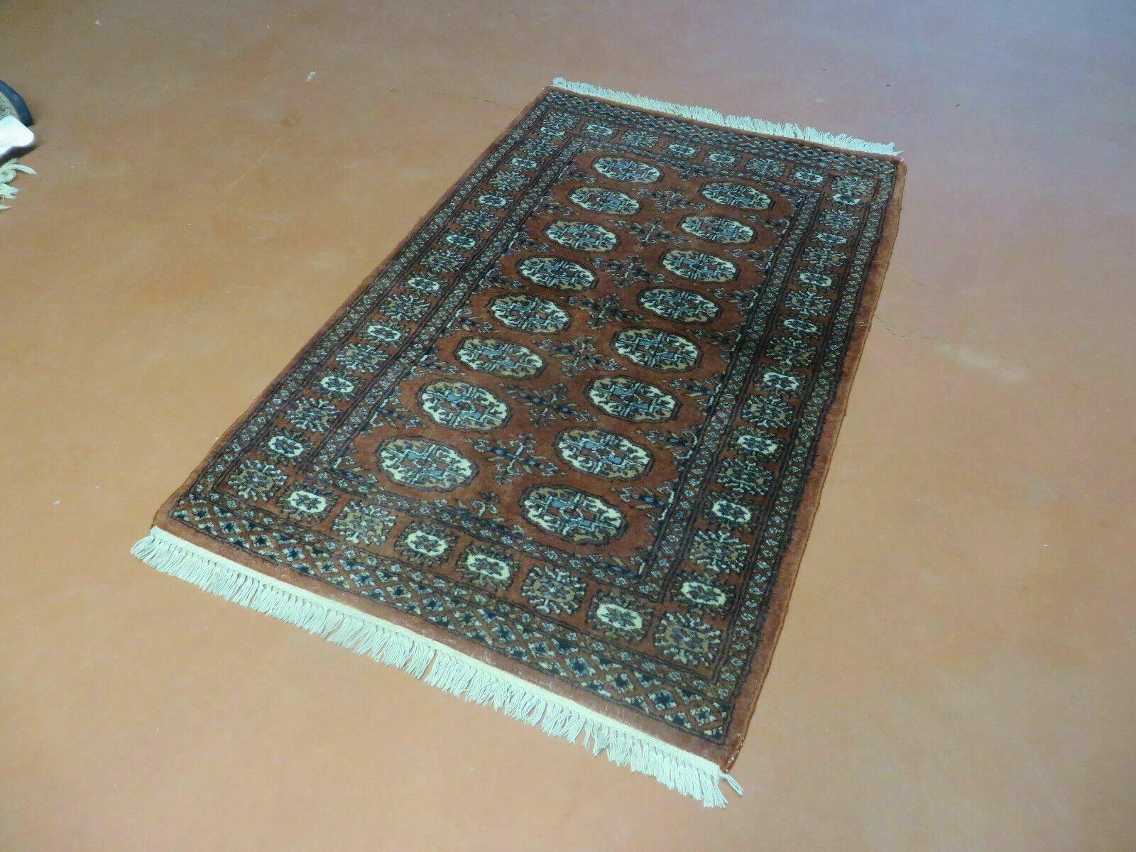 3' X 4' Vintage Handmade Pakistan Turkoman Bokhara Fine Woven Wool Rug - Jewel Rugs