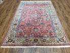 Semi Antique Persian Kashan Rug, Red & Beige, Hand-Knotted, Wool, 4'7" x 6' 6", Pair B - Jewel Rugs